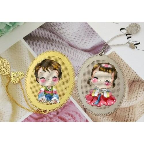 Story girl Craft Stich Cross Stitch Bookmark Metal Silver Golden Needlework Embroidery Crafts Counted Cross-Stitching Kit