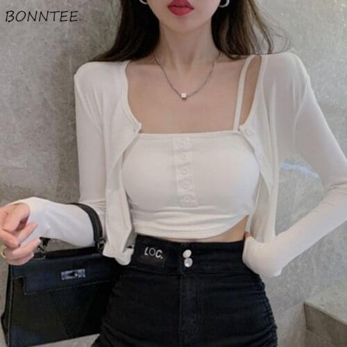 Cardigan Women Single Breasted Summer O-neck Knitted All Match Solid Simple Fashion Casual Streetwear Sun Proof Daily Female Ins