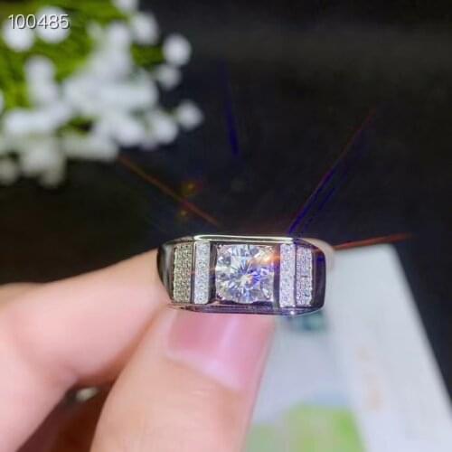 Man ring muscular strong power flashing moissanite gem ring 925 sterling silver ring shiny better than diamond christmas gift