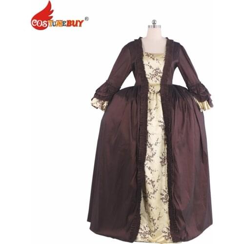 Costumebuy 18th Regency Versailles Marie Antoinette Baroque Duchess dress Civil war Rococo Victorian Ball Gown Belle Dress Brown