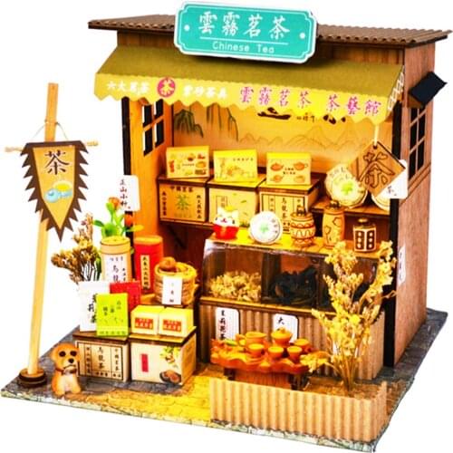 Doll House Furniture Wooden Miniature DIY Kit with Dust Cover Assemble Crafts Toy Best Birthday Gift For Children Girl