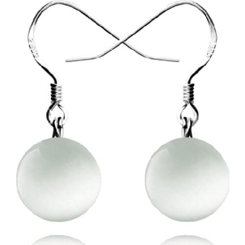 925 Sterling Silver Cute White Opal Stud Earrings For Women Casual Style Girl Earings Personality Jewelry