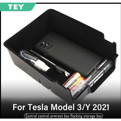 Model 3 Car Central Armrest Storage Box For Tesla Model Y 2021 Accessories Car Console Box Glove Organizer Model Y Model Three
