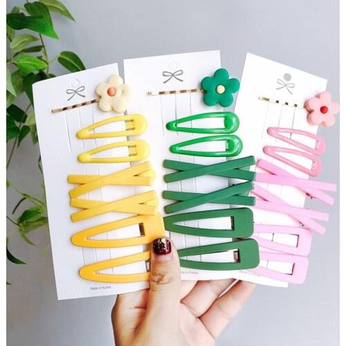 Fashion 7PCS/Set Women Girls Candy Colors Cute Flower Geometric Hair Clips Sweet Hairpins Headband Barrettes Hair Accessories