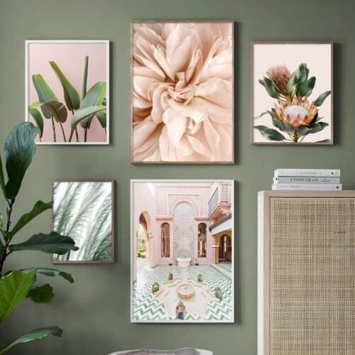 Islamic building Flower Leaves hot air balloon Wall Art Print Canvas Painting Nordic Poster Wall Pictures For Living Room Decor