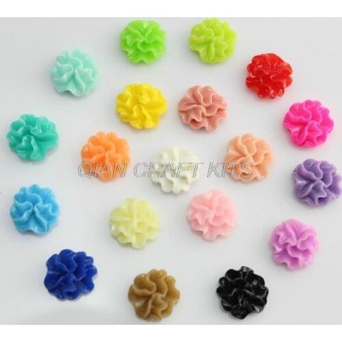 Set of 120pcs Resin mini frilly rose Flower Cabochons of Assorted Colour 13mm kawaii mixed Flat Back Cameo Deco decoden char