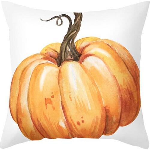 Thanksgiving Pumpkin Pattern Pillowcase Bright Color Polyester Peach Skin Wear-resistant Throw Pillow Cover for Living Room