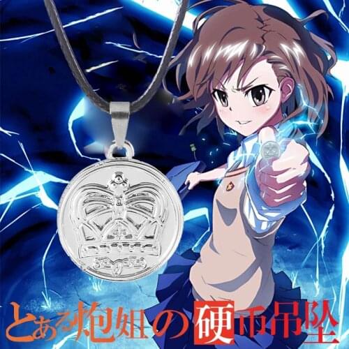 Anime A Certain Scientific Railgun Magical Index Misaka Mikoto Coin Pendant Necklace Jewelry Cosplay Metal Necklaces Props Gift