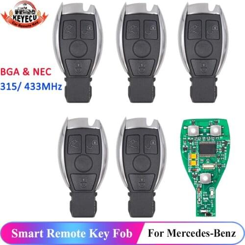 KEYECU Replacement Remote Car Key Fob 3 Button 315/433MHz NEC Chip for Mercedes-Benz 2000-2014, Support NEC & BGA,5Pcs KYDZ