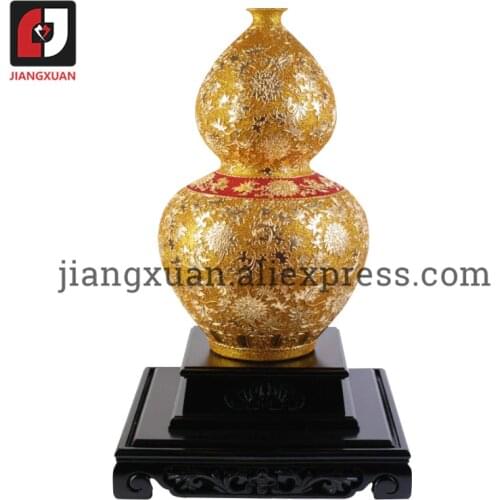 Blue and white gourd 24k gold foil 20 inch antique chinese ceramics vase home decor vase handicraft special anniversary presents