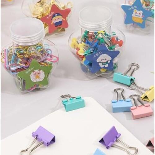 Five-pointed Star Boxed Paper Clips Raw Finishing Classification Paper Clips Office Supplies Colored Metal Dovetail Clips