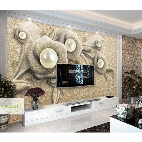 Modern Luxury Golden 3D Flower wallpaper Jewelry Damascus Pattern Background Mural Wallpaper For Living Room Home Decor