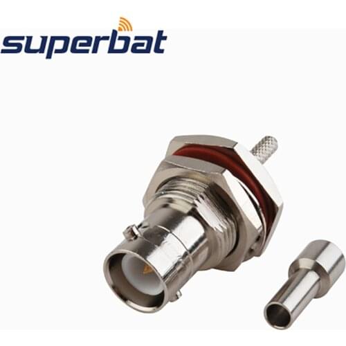 Superbat RP-BNC Crimp Jack(Male Pin) Bulkhead O-ring Connector for Cable RG316 RG179 RG178 1.13mm 1.37mm
