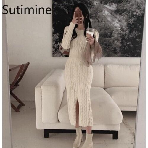 Модные вязаные платья Sutimine China At AliExpress