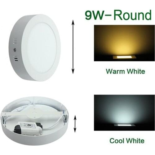 10pcs 9W Surface LED Ceiling Panel Light Indoor Lighting Lamp AC85-265V Warm White/White/Cold White LED Spot Light