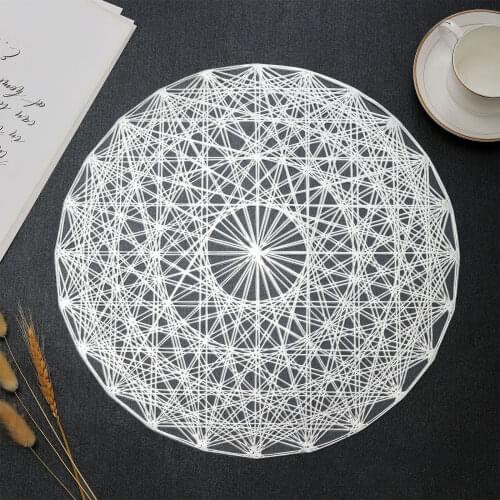 3 Colors Table Mat Household Hexagram Pattern Placemat Hollow Out Heat Insulation Pad Decorative Mat Golden/Silver/Rose Gold