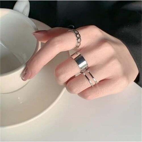 Trendy Silver Color Rings For Women 2021 Fashion Girl Jewelry Gold Metal Ring Set Lady Engagement Wedding Casual Party Gift Boho