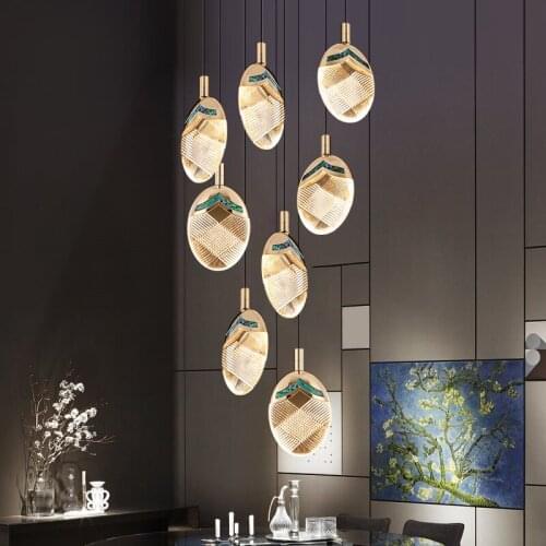 Smart Nordic Loft Chandelier Home Decor Apartment Bedroom Led Ceiling Acrylic Lamps Rotating Stairs Decorative Long Chandelier