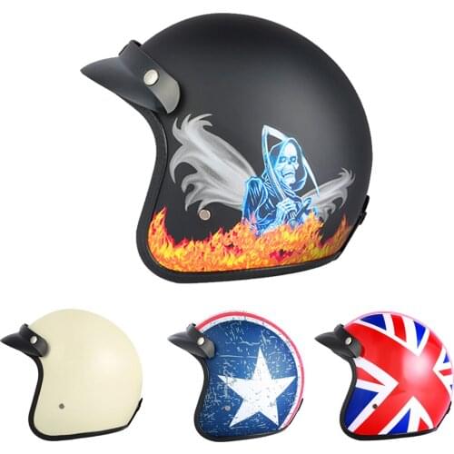 BLD Vintage 3/4 Open Face Motorcycle Jet Helmet Cafe Racer Retro High Quality Scooter Motorbike Capacete Moto casco DOT Approved