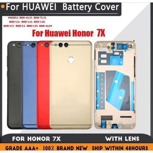 Back Battery Cover Door For HUAWEI Honor 7X BND-AL10 TL10 L21 L22 L24 L31 L2 L34 With repair parts, 7X Housing Rear Replacement