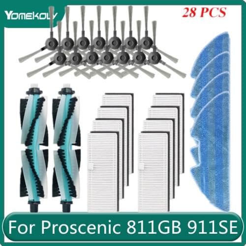 For Proscenic 811GB 911SE Robot Vacuum Cleaner Main Brush Side Brush HEPA Filter Mop Cloth Replacement Accessories Parts