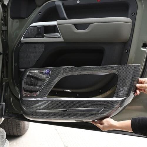 For Land Rover Defender 110 130 2020-21 Carbon Fiber Style Car Door Anti-Kick All-inclusive Panel Protection Cover Trim Accessoy