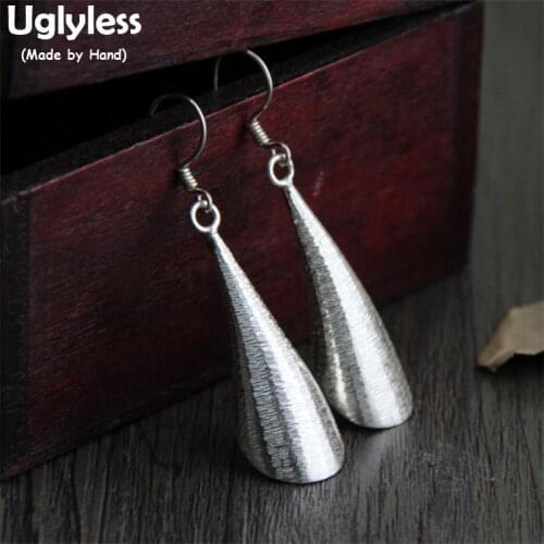 Uglyless Real 925 Sterling Silver Corner Designer Women Drop Earrings Simple Fashion Ethnic Handmade Brincos Exotic Fine Jewelry
