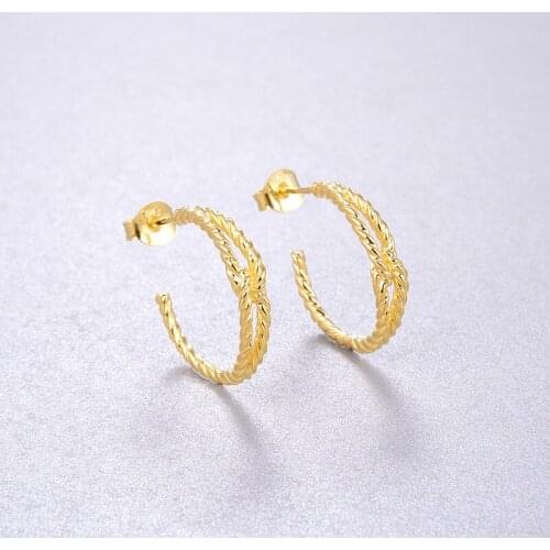High jewelry S925 sterling silver twist rope earrings retro classic personality twisted spiral earrings for women