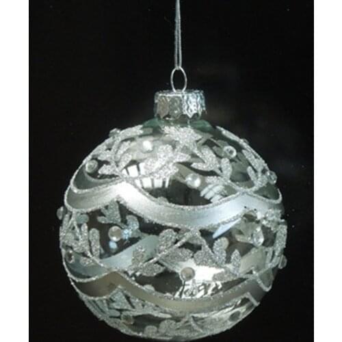 16pcs/pack Diameter=8cm Hand Painting Hanging Glass Globe Silver Drawing Christmas Glass Pendant Festival Glass Ornaments