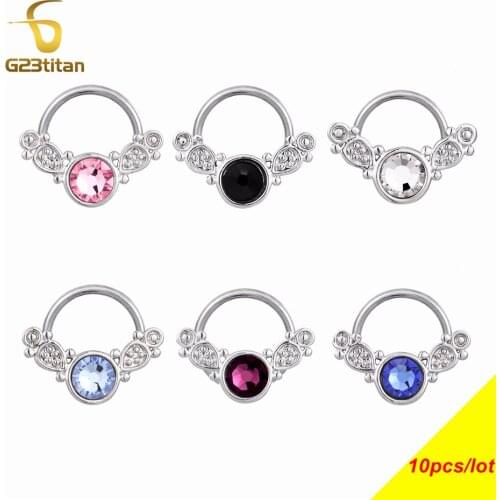 16G Titanium Captive Bead Rings Women Cartilage Earring Crystal Nose Septum Clicker Neus Piercing Hoop Ear Rook Body Jewelry