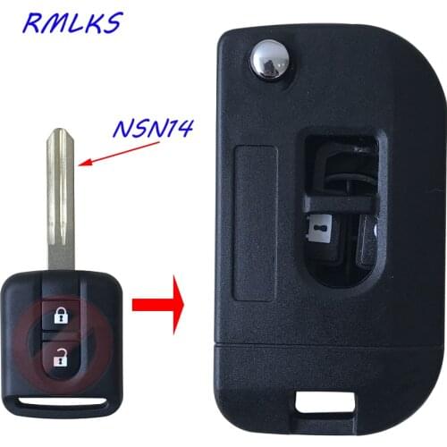 RMLKS 2 Buttons Flip Folding Key Fob Car Remote Key Shell Car Cover Fit For Nissan QASHQAI Micra Note Navara Key Case