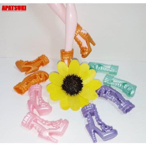 5pairs/lot Random color Plastic High Heel Shoes for Monster High Dolls Sandals For Doll House Doll Accessories Kids Toys Gifts
