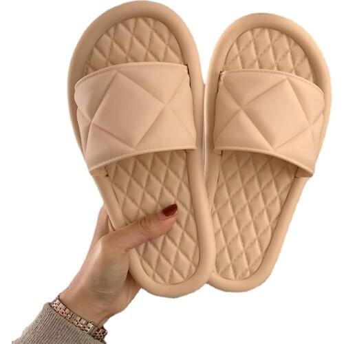 889dlg Fashion New Indoor Slippers Female Summer Style Simple Pure Color Home Bathing Flat-bottomed Comfortable Outdoor Sandals