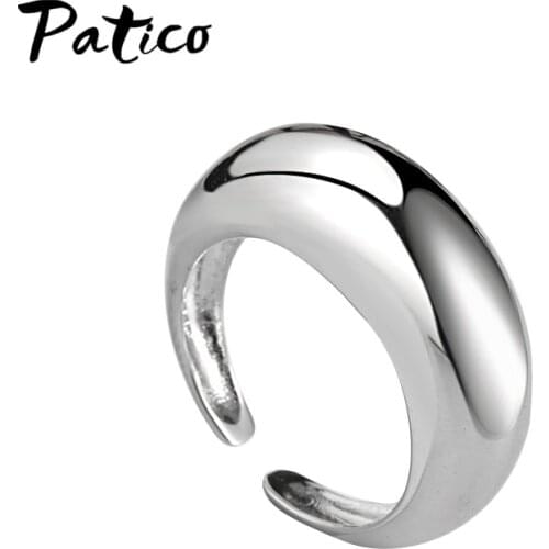 925 Sterling Silver High Polish Cambered Pattern Gold Ring Geometric Free Size Finger Open Ring For Women Men Party Jewelry