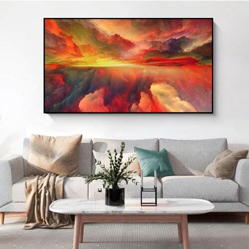Abstract Landscape Canvas Painting Colorful Clouds Poster Wall Art Posters Pictures For Living Room Home Decoration