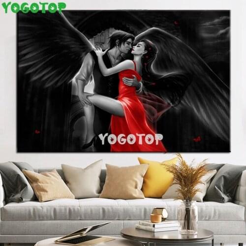 Diamond painting Cross Stitch cartoon couple Full drill picture pastes 5D Diy mosaic Diamond Kits Wall sticker Dark angel YY5264