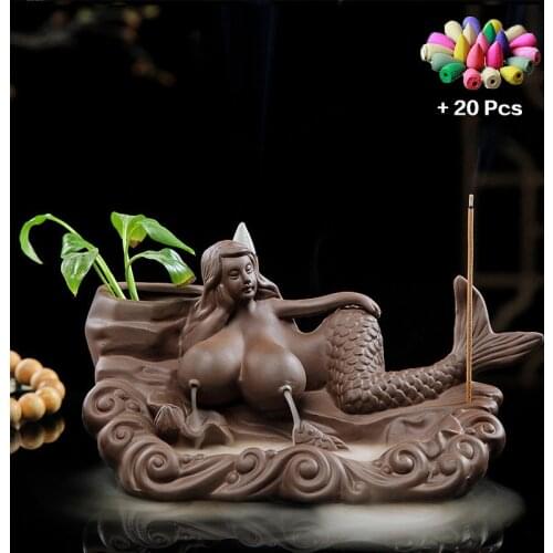 Fragrant Falls Incense Burner Ceramics Mermaid Sex Tools Decorative for Women Sex Games Mixed Incense Cone