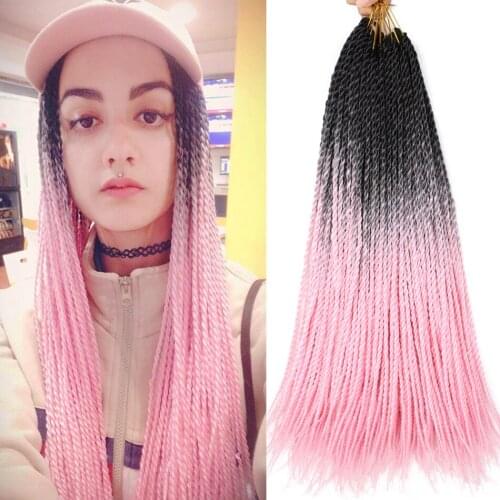 Betella Ombre Senegalese Twist Hair Crochet braids 24 inch 20 Roots/pack Synthetic Braiding Hair for Women grey,blue,pink,bro