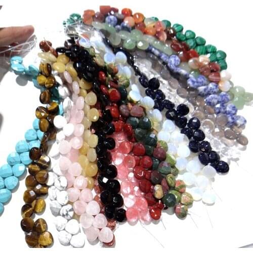 13*13mm Natural stone Quartz crystal tiger eyeTurquoises Teardrop section beads for Diy Jewelry Making Necklace Accessories27pcs