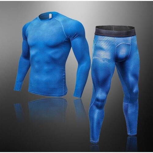 Quick Dry Mens Thermal Underwear Sets Running Compression Sport Suits Basketball Tights Clothes Gym Fitness Jogging Sportswe