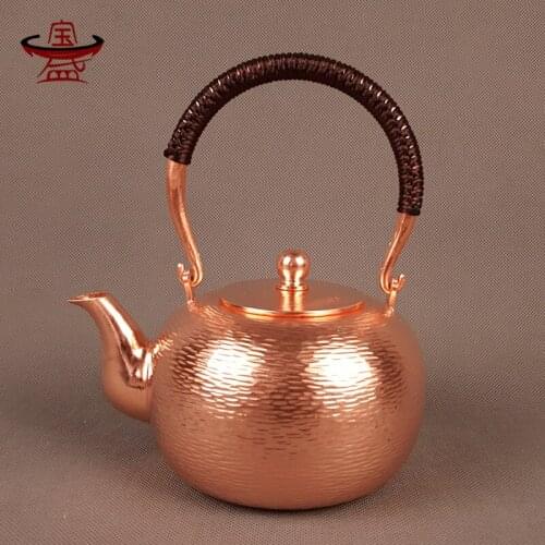 Pure handmade red copper water ripple teapot tea pot kettle 1.2L