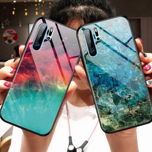 Gradient Glass Case For Huawei P30 Pro Silicone Frame Hard Tempered Glass Back Phone Cover For P30 Lite Fundas Coque For Nova 4e
