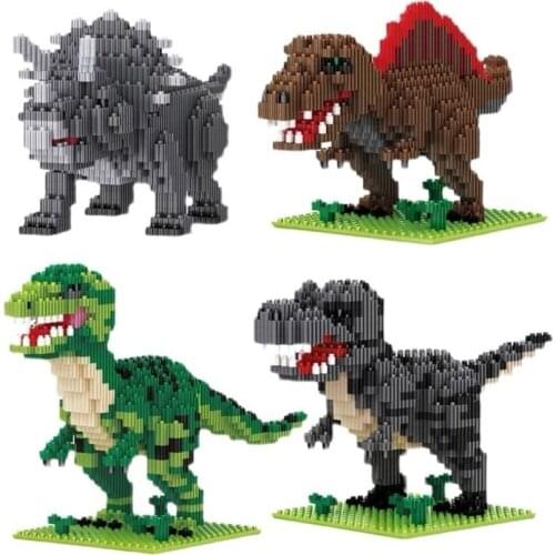 Linkgo Blocks Dinosaur Building Bricks Micro Brinquedo Tyrannosaurus Auction Juguetes Kids Toy Boy Present Triceratops