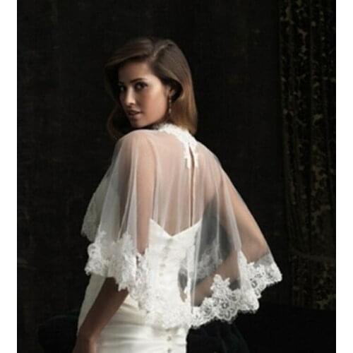 Long Sleeve Lace Ivory Shawl Bolero Wedding Jacket Bridal Shrug Wraps Custom Size T34