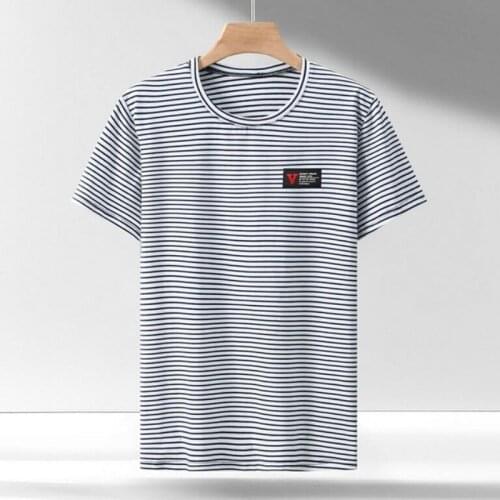 Summer men striped t shirt short sleeve cotton casual business tees plus size 9XL 8XL 10XL oversize home tops tshirt 68 66 70