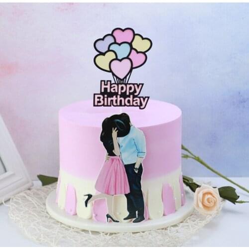 Creative Lovers Cake Topper Balloon Happy Birthday Castle Wedding Party Cake Dessert Baking Decoration Birthday Decoration