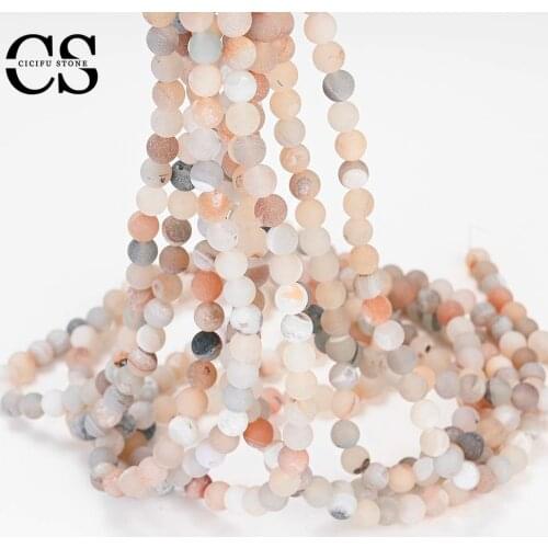 Creamy White Crude Metallic Coated Agates Round Loose Stone Beads for Jewelry Making DIY Bracelet Accessories 4/6/8/10/12 MM