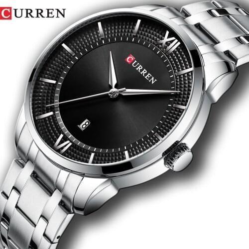 Top Brand CURREN Men Stainless Steel Business Watches with Auto Date Classic Quartz Wristwatch for Men Stainless Steel Clock