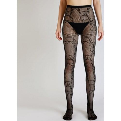 Cute Bear Cartoon Tights Fashion Design Fish Net Mesh Pantyhose Womens Stockings Sexy