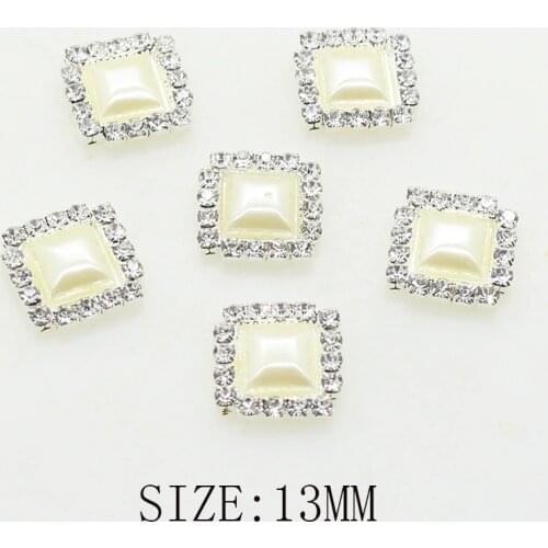 Fashion Exquisite 10 pieces of 13mm quare alloy Diy jewelry accessories flat back imitation Pearl wholesale handmade decoration